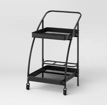 Metal Mesh Rolling Bar Outdoor Serving Cart - Black - Out of Box - FOR PICKUP ONLY