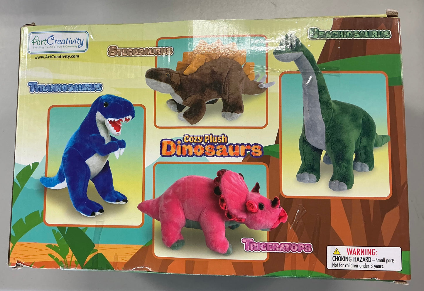 Cozy Plush Dinosaurs - 4 Plush Dinosaurs (1-Brachiosaurus, 1-Tyrannosaurus, 1-Triceratops, 1-Stegosaurus)