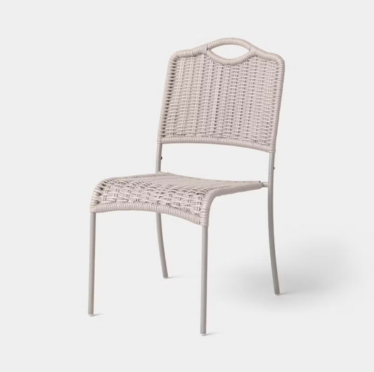 Monochromatic Rope Armless Patio Dining Stack Chair - Beige - Out of Box - FOR PICKUP ONLY