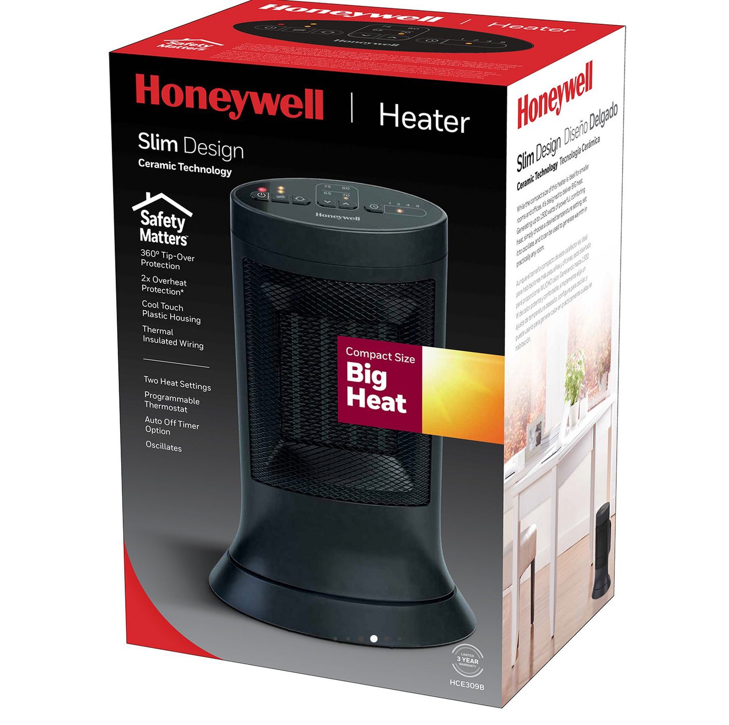 Digital ceramic compact tower heater black