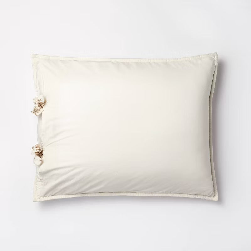 1 Standard Lofty Cotton Slub Woodblock Print Floral Quilt Sham - White/Mauve – Threshold™ designed with Studio McGee: OEKO-TEX Certified