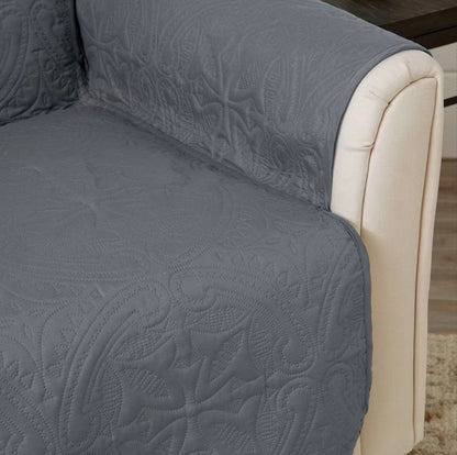 Reversible Quilted Sofa Furniture Protector - Great Bay Home (Sofa, Mirage Gray / Flax) - Open Package (see pictures)