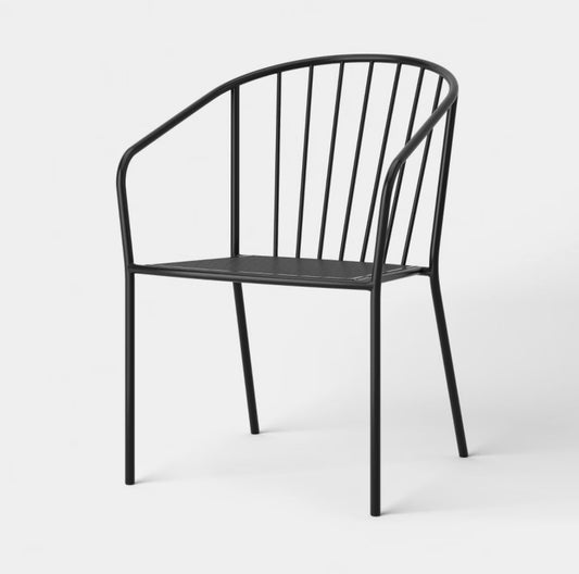Wire Back Outdoor Patio Dining Stacking Chair - Black - Out of Box - FOR PICKUP ONLY