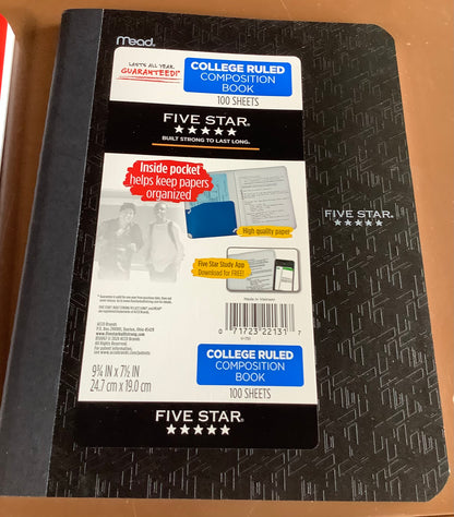 Five Star Comp Book with Pocket 100ct Wide Ruled