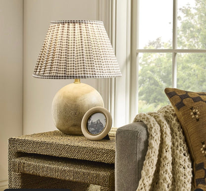 Round Faux Wood Lamp Base Brown