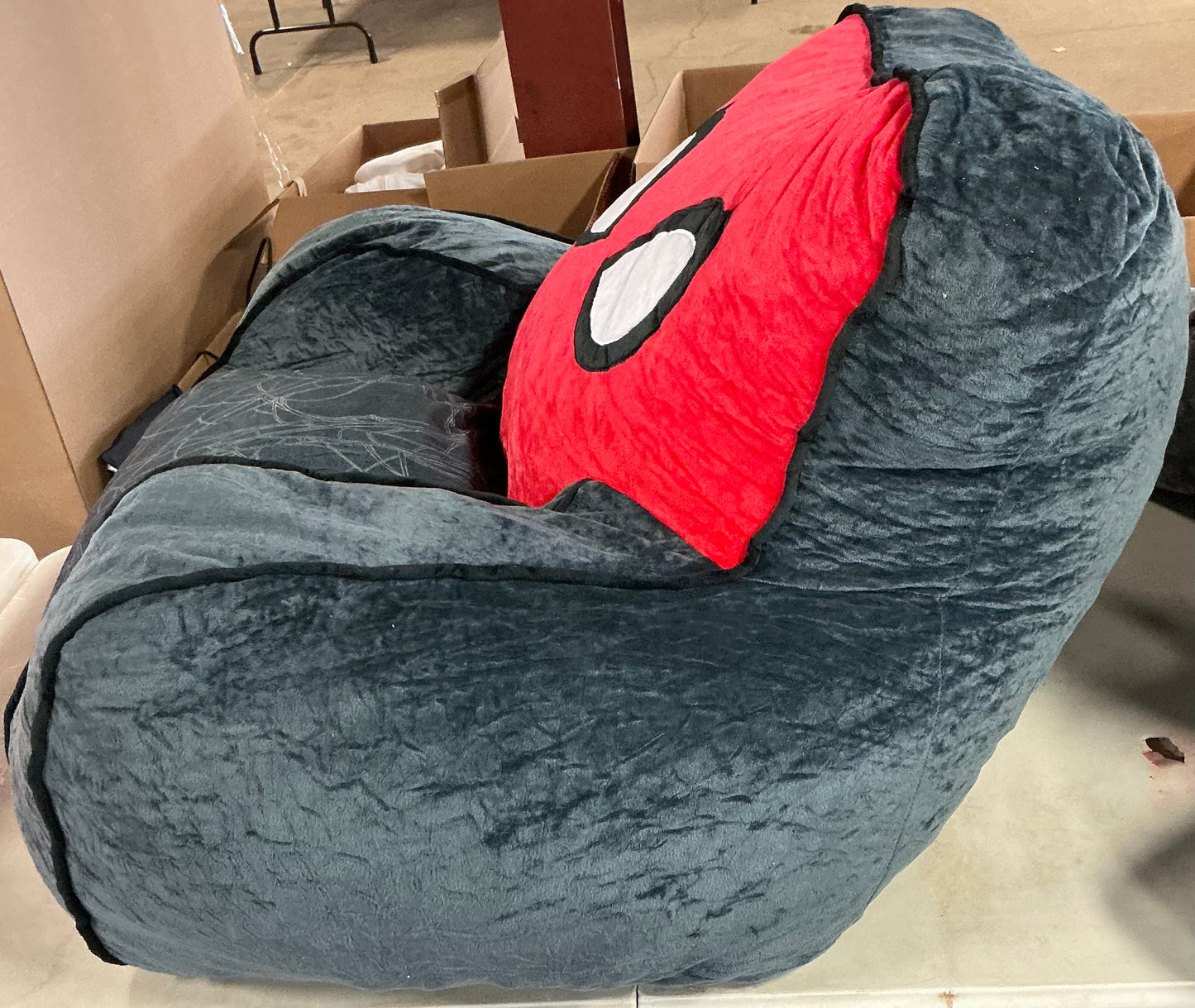 Spider-Man Kids' Compressed Foam Plush Chair Gray - Out of Package (Back rest on chair is out of shape, see pictures )