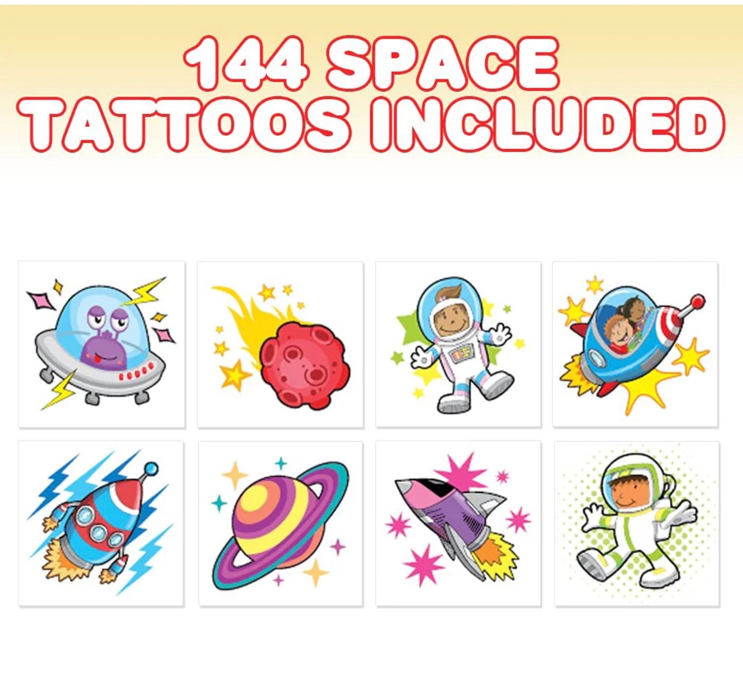 Temporary Tattoos - Bulk Pack of 144 Tattoos in each Assorted Design, Non-Toxic 2" Tats