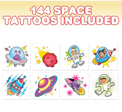 Temporary Tattoos - Bulk Pack of 144 Tattoos in each Assorted Design, Non-Toxic 2" Tats