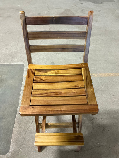 Tundra Acacia Wood Folding Patio Bar Chair - Natural - Out of Box - FOR PICKUP ONLY