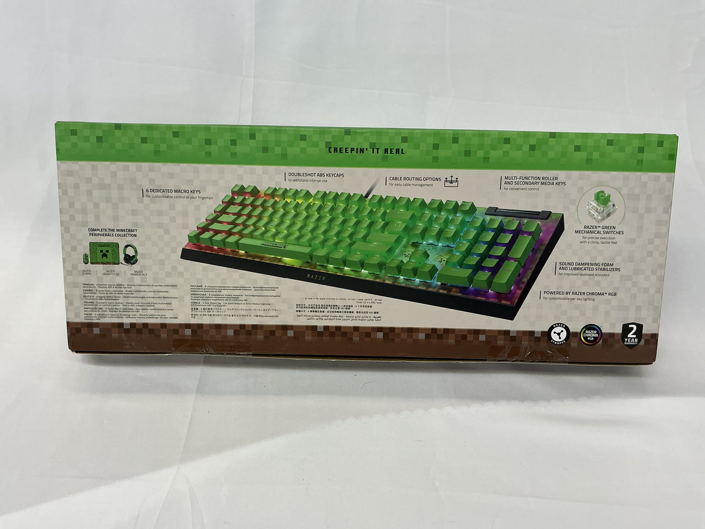 Razer BlackWidowV4 X Gaming Keyboard Green Switch - Minecraft Edition