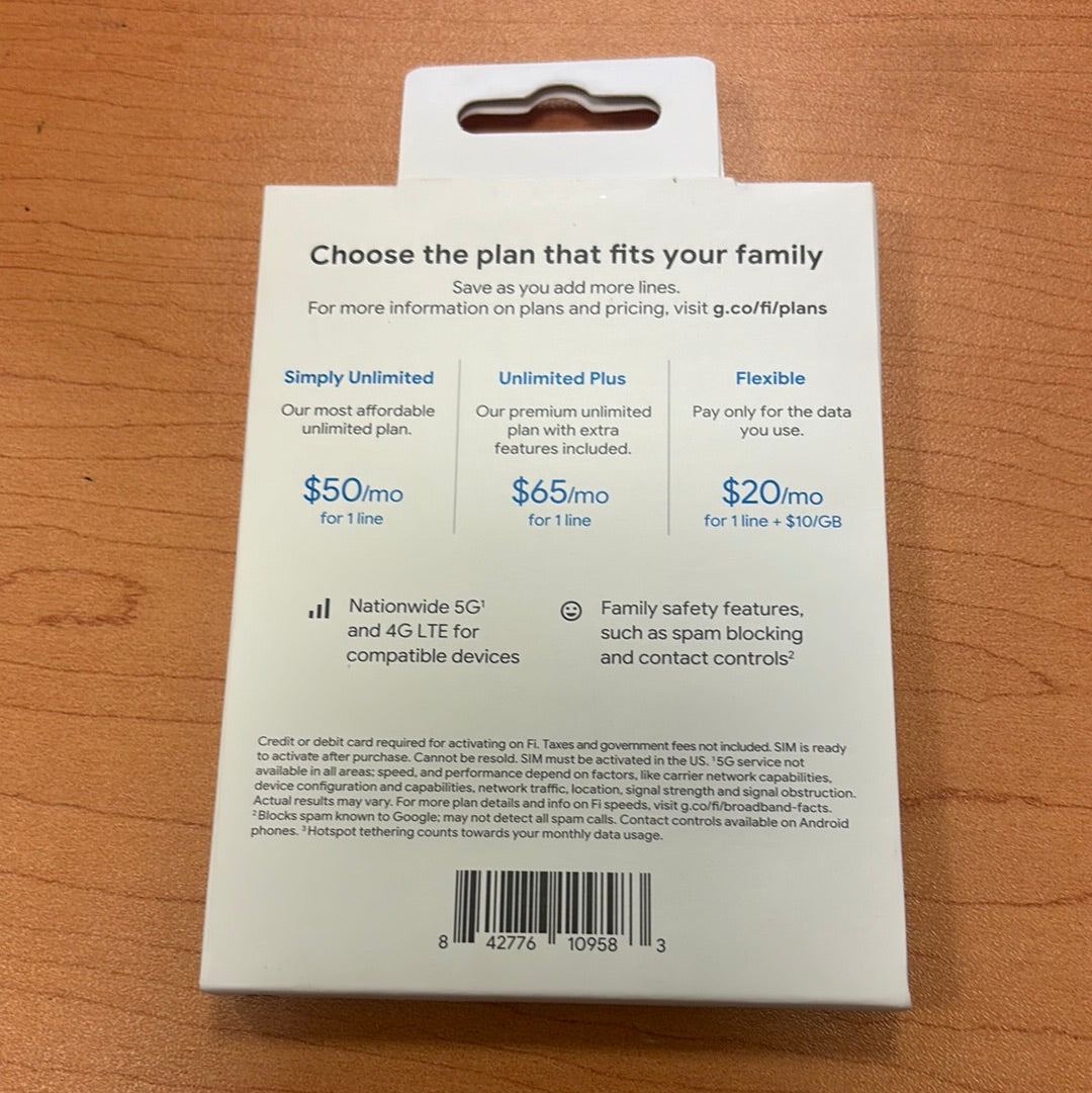 Google Fi Wireless Sim Kit Phone Plan