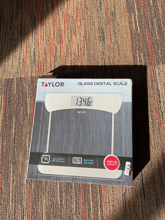 (Clearance )Taylor Glass Body Composition Bathroom Scale - Silver/Clear