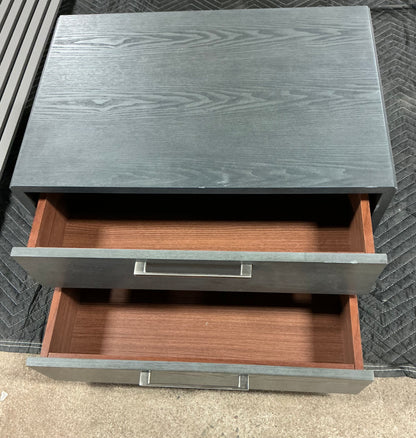 THRIFTY 70 - Grey 2 Drawer Nightstand - Open Box - USED/MISSING PARTS, no legs(See Pictures)- FINAL SALE- NO RETURNS - AS IS