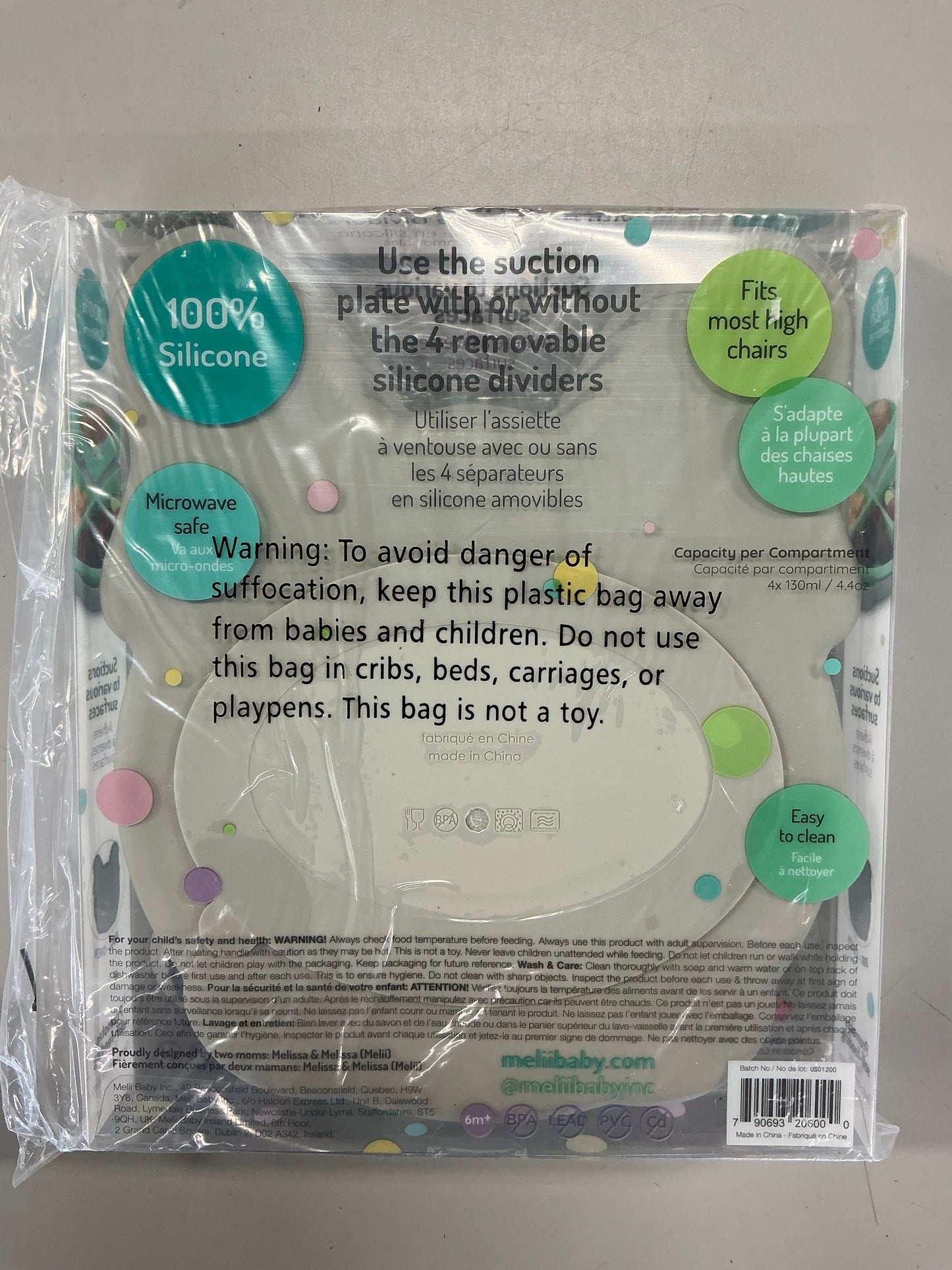 Melii - Silicone Suction Plate with Removable Dividers