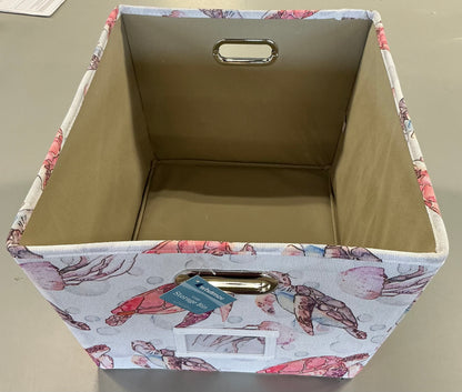 Whitmor - Sea Turtle Print - Large Storage Canvas Bin Tote