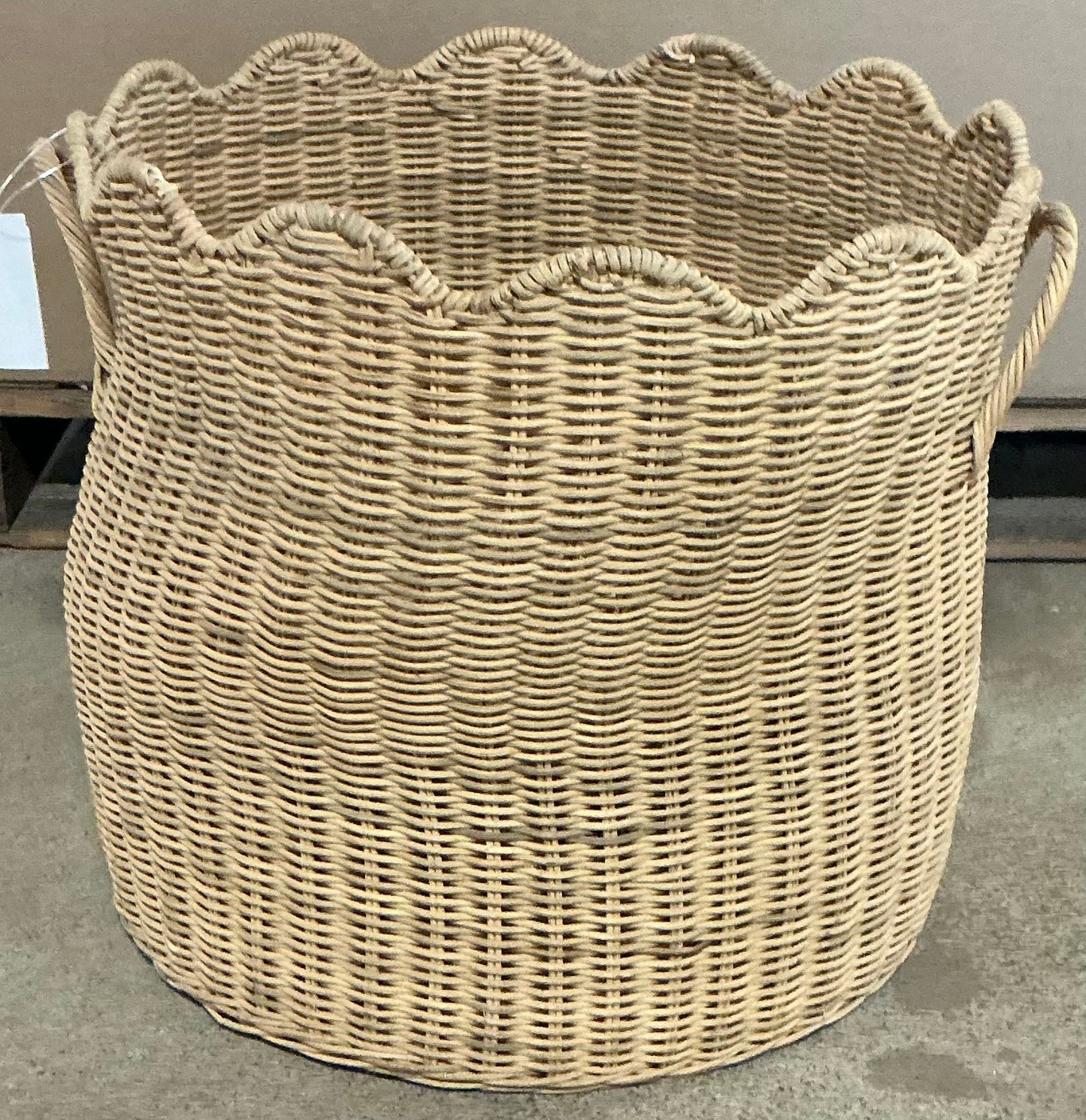 Scalloped Edge Woven Natural Basket - Minor Cosmetic Damage (see pictures) - FOR PICKUP ONLY
