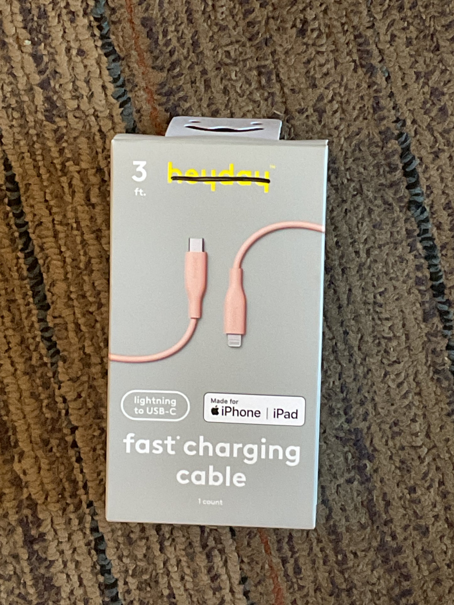 Fast Charging Cable - Lightning to USB-C-3ft - Salmon
