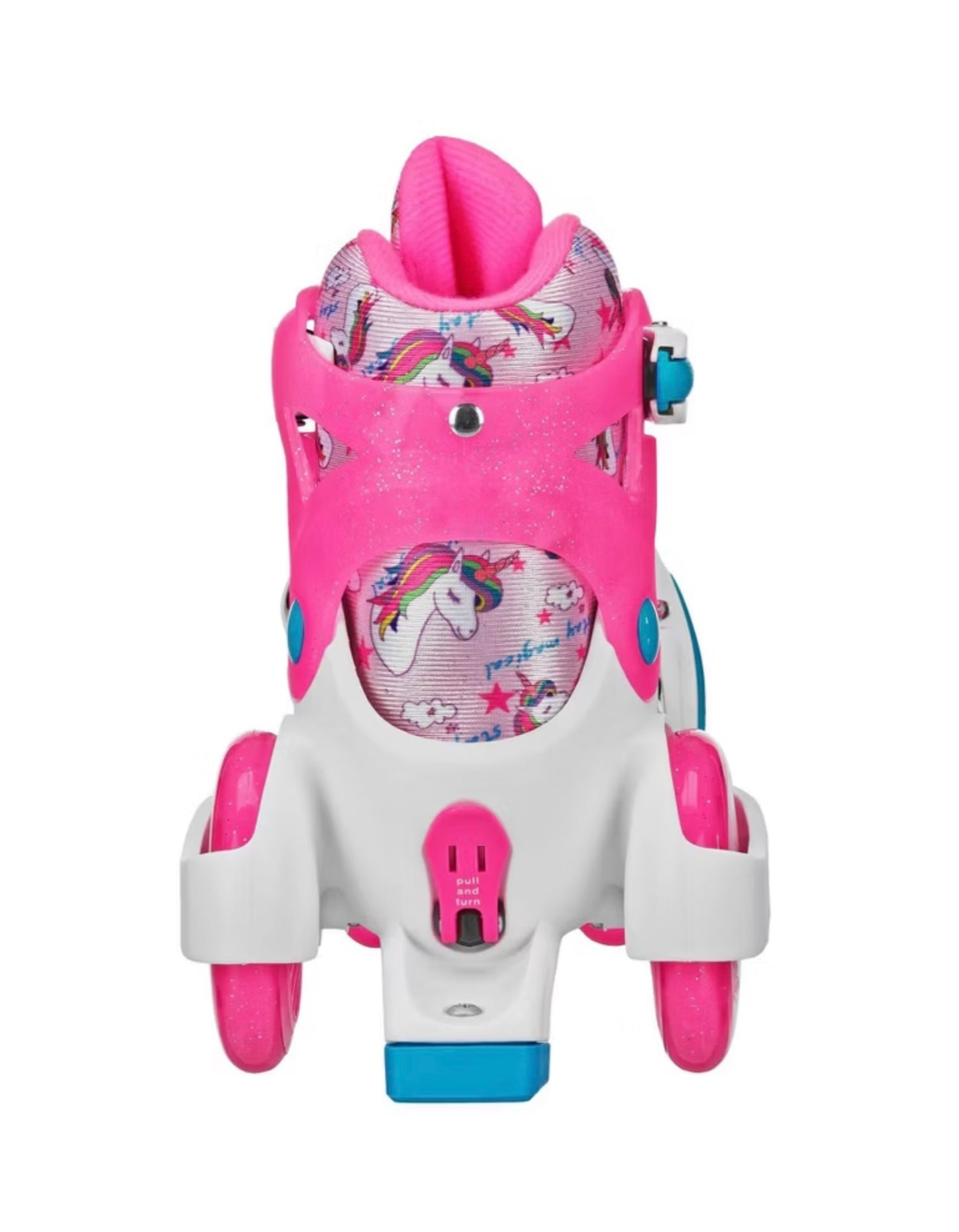 Roller Derby Sport Kids' Roller Skate - Unicorn Pink/White M: Adjustable Size, Padded Collar - Open Box
