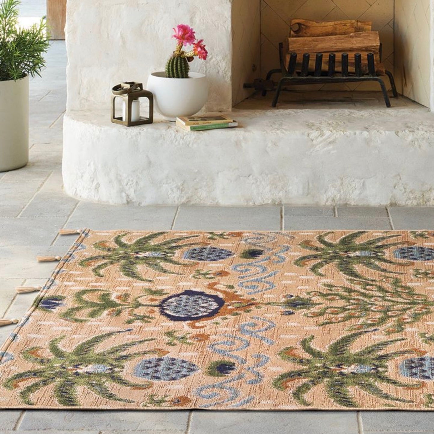 5'x7' Tropical Ikat Rectangular Woven Outdoor Area Rug - Out of Package - May Have Minor Cosmetic Flaws (see pictures) - FOR PICKUP ONLY