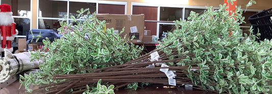 36" Faux Variegated Terminalia Leaf Branch