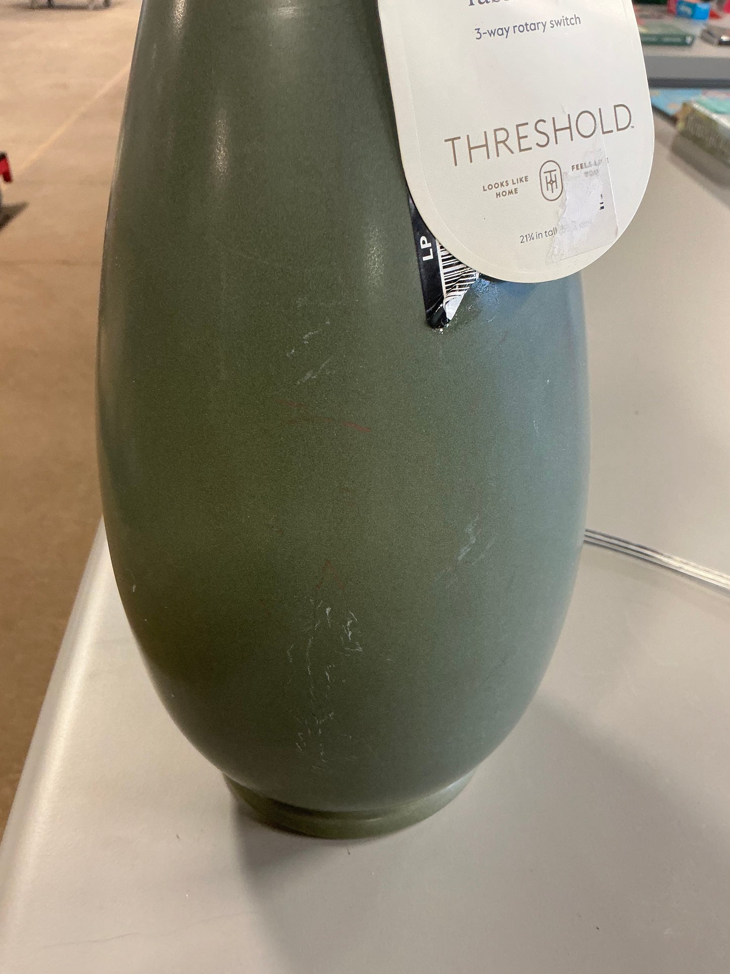 Wavy Shade Collection with Ceramic Base Table Lamp - Green - Threshold™ - MISSING SHADE (see pictures) - Minor Cosmetic Damage from Shipping