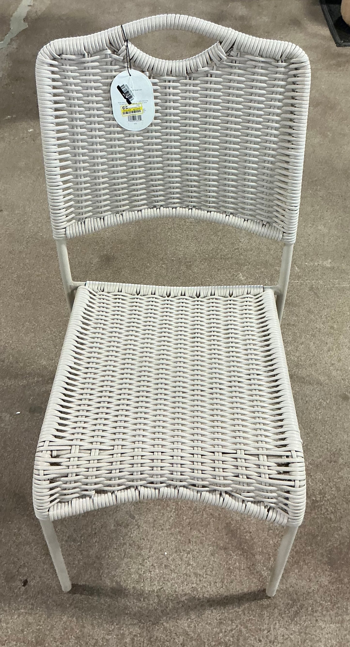 Monochromatic Rope Armless Patio Dining Stack Chair - Beige - Out of Box - FOR PICKUP ONLY