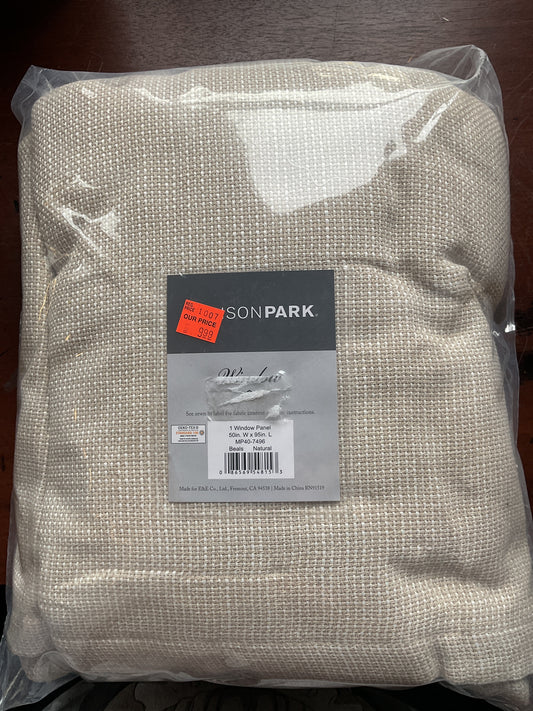 95"x50" Bayer Faux Linen 1 Panel with Fleece Lining Natural