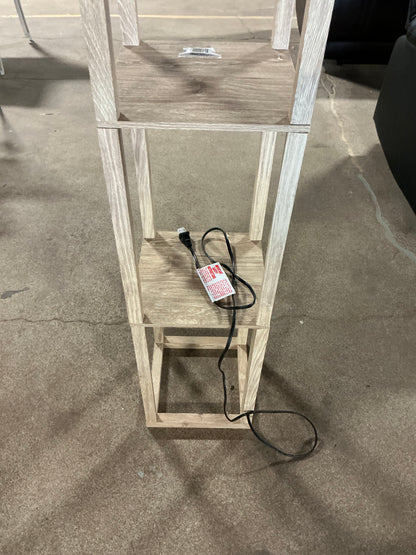 62.5" Alabaster Shelf Floor Lamp Light Brown - Linen Shade, MDF Body - Out of Box - Minor Cosmetic Damage (see pictures) - FOR PICKUP ONLY