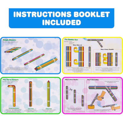 DIY Bubble Wand Craft for Kids - Set of 300 Straws, Bubble Solution and How-to Guide