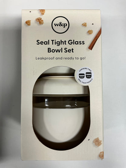 W&P Design 2pc (16oz and 24oz) Glass Seal Tight Bowls Cream