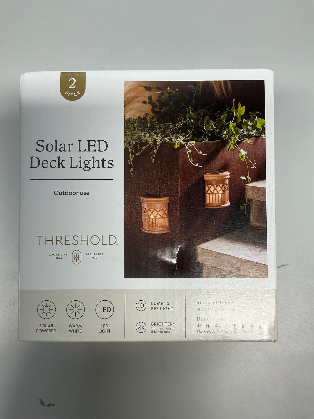 2pk 10L Filament Woven Deck Solar Outdoor Fence Accent Table Lamp - Threshold™