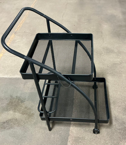 Metal Mesh Rolling Bar Outdoor Serving Cart - Black - Out of Box - FOR PICKUP ONLY