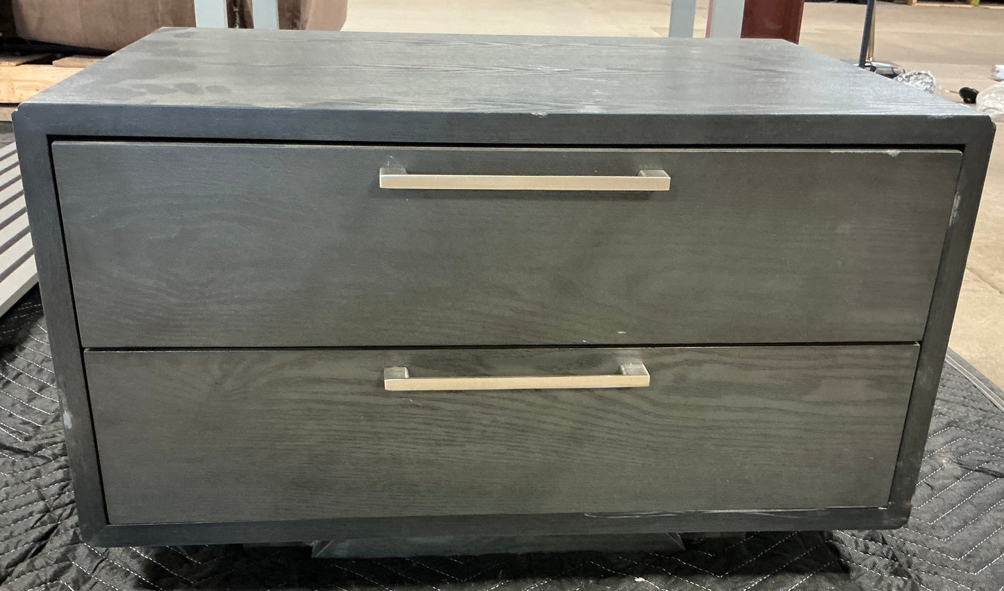 THRIFTY 70 - Grey 2 Drawer Nightstand - Open Box - USED/MISSING PARTS, no legs(See Pictures)- FINAL SALE- NO RETURNS - AS IS