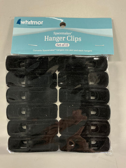Whitmor Spacemaker Hanger Clips - Black - Set of 12 - Non Slip