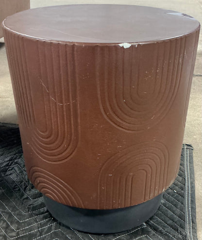 THRIFTY 70 - Geometric Terrafab Side Table - Brown - Open Box - USED/DAMAGED (See Pictures)- FINAL SALE- NO RETURNS - AS IS - FOR PICKUP ONLY