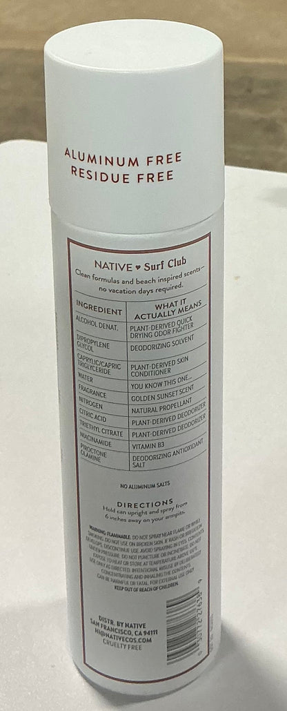 Native Aluminum-Free Spray Deodorant, Golden Sunset
3.5 oz