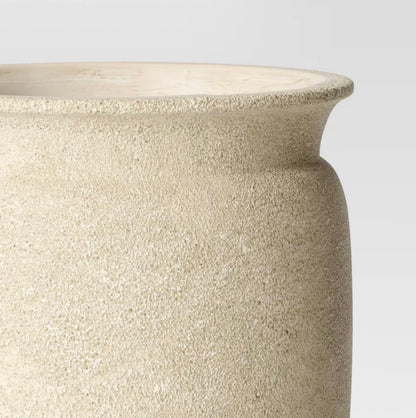 Large Plastic Outdoor Planter Pot - Cream - 12"x12" - Minor Cosmetic Damage - Some cracks on planter opening (see pictures) - FOR PICKUP ONLY