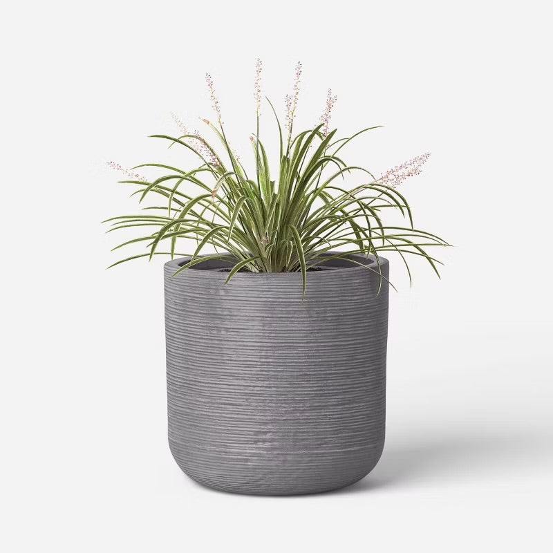 Fluted Outdoor Planter Gray 12" - Threshold™ - Minor Cosmetic Defect (see pictures) - FOR PICKUP ONLY