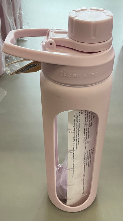 Blogilates 19oz Glass Protein Shaker Bottle with Silicone Sleeve - Pink