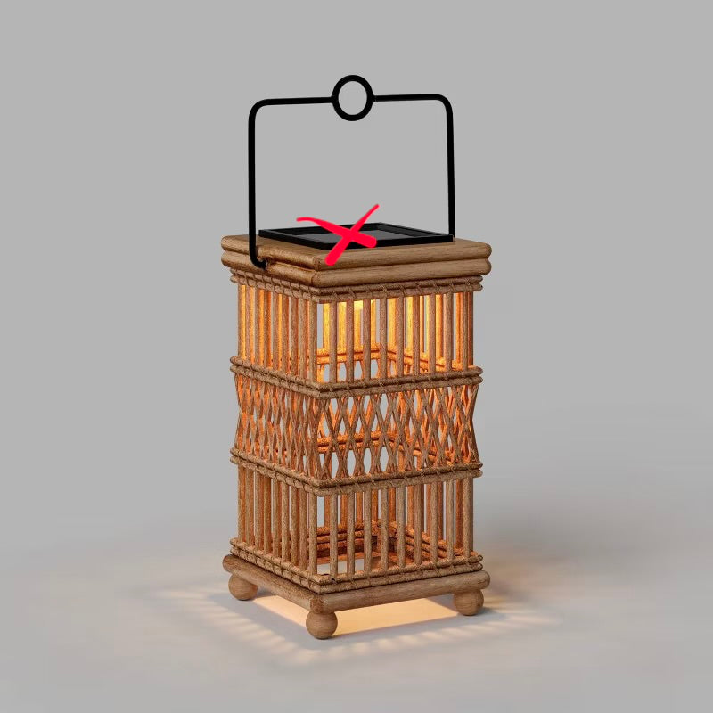 Open Weave Battery/Solar LED Small Outdoor Lantern Beige - Threshold™ - MISSING LED SOLAR LAMP (see pictures) - May Have Minor Shipping Damage
