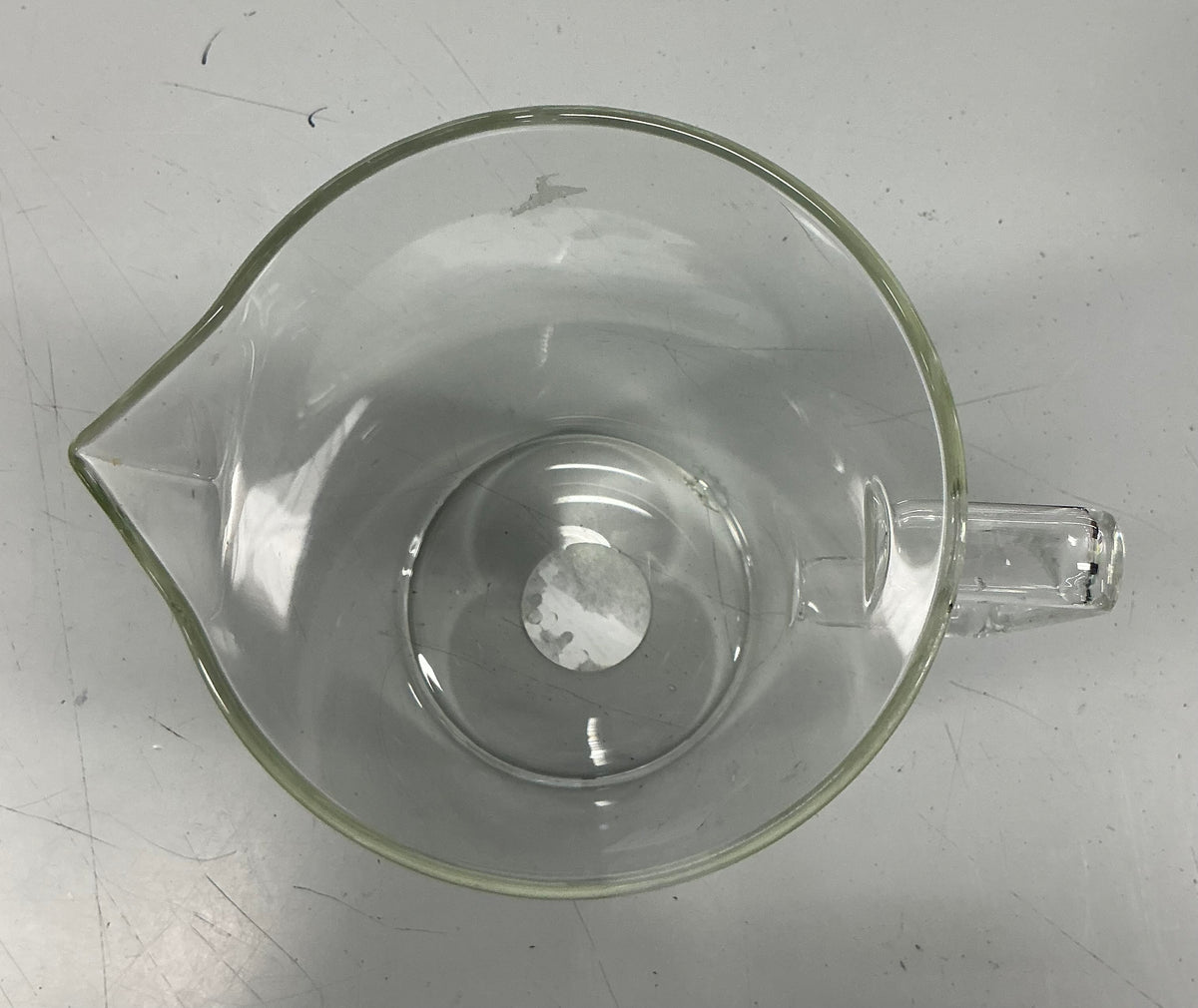 THRIFTY 70 - 84.5 fl oz Glass Beverage Pitcher - MISSING Wood Lid (see pictures )- Threshold™: Dishwasher-Safe, Cadmium-Free, Cold Drink Server Open Box - USED (See Pictures)- FINAL SALE- NO RETURNS - AS IS