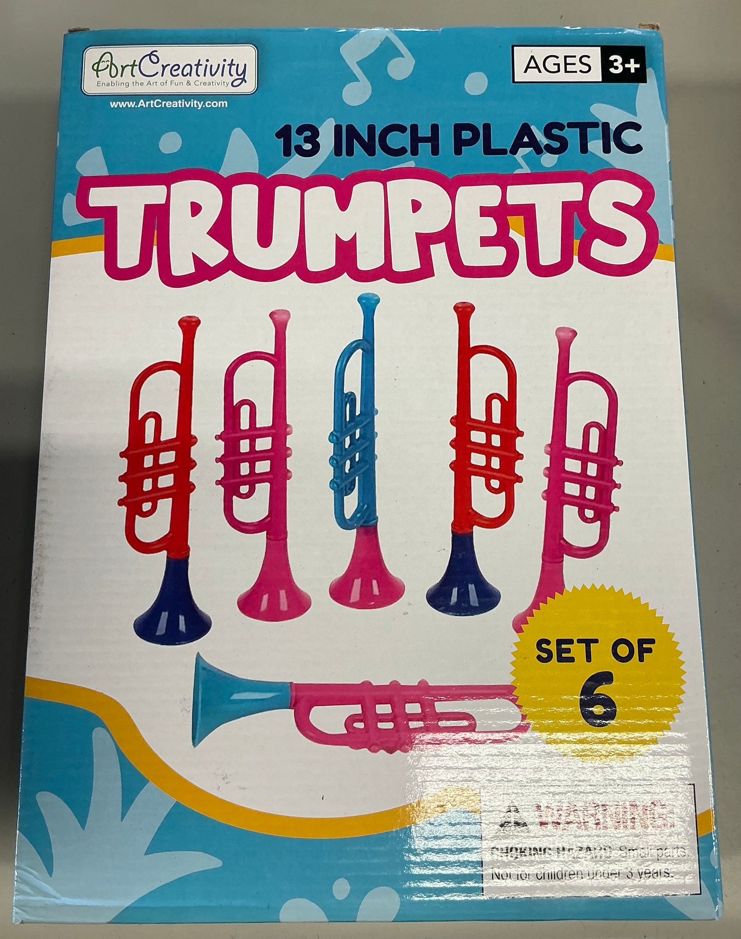 ArtCreativity 13" Plastic Trumpets – Set of 6