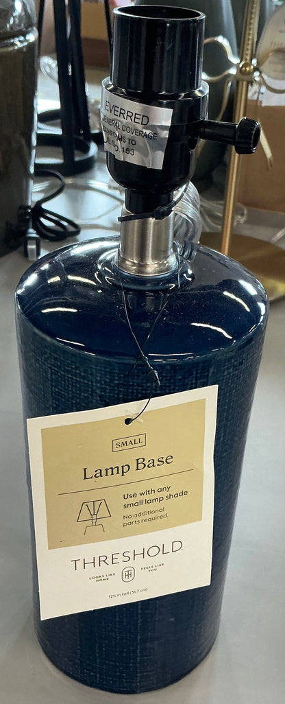 Small Linen Lamp - Blue - Threshold™: Drum Style for Home Office, No Assembly Required - Missing Shade - Out of Box (see pictures) - FOR PICKUP ONLY