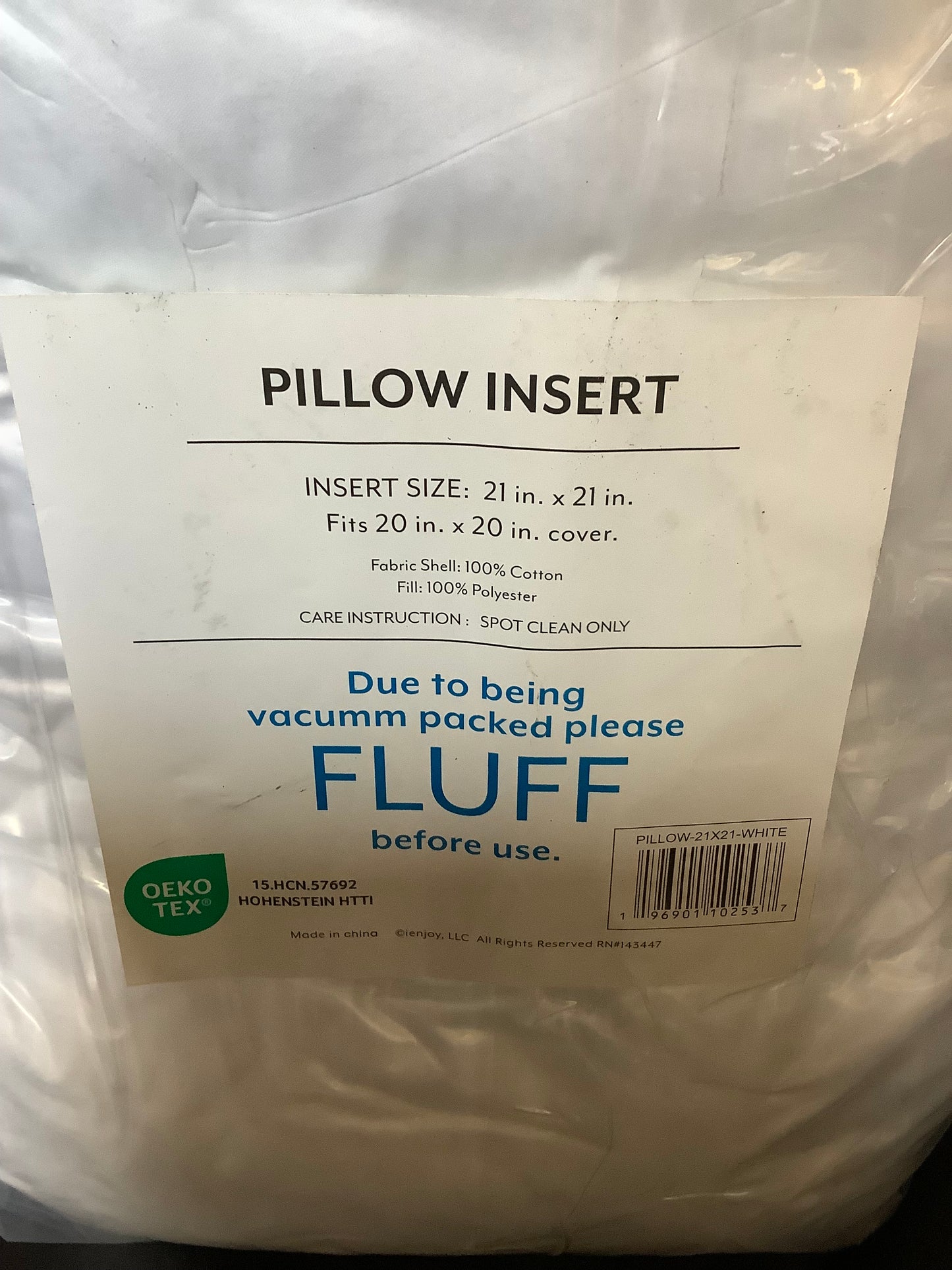 Becky Cameron White Cotton Throw Decor Pillow Insert w/Polyester Fill | 21"x21