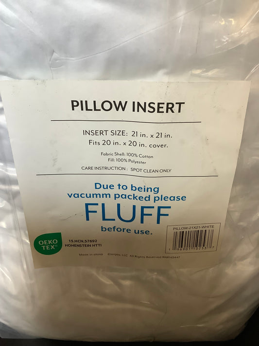Becky Cameron White Cotton Throw Decor Pillow Insert w/Polyester Fill | 21"x21