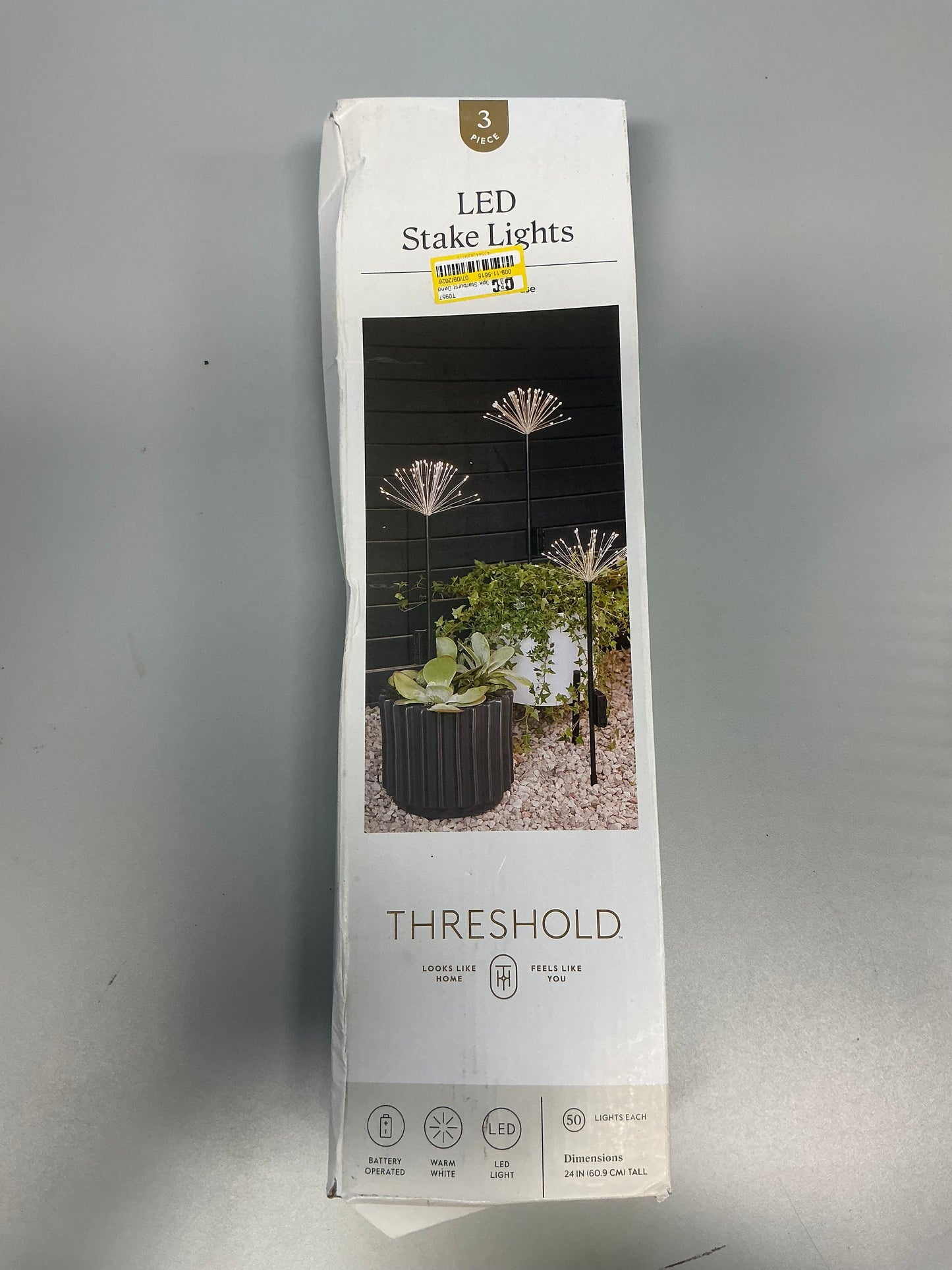 3pk Starburst Dandelion Sprig Battery LED Outdoor Stake Lights Black/White - Threshold™ - Damaged Packaging (see pictures)