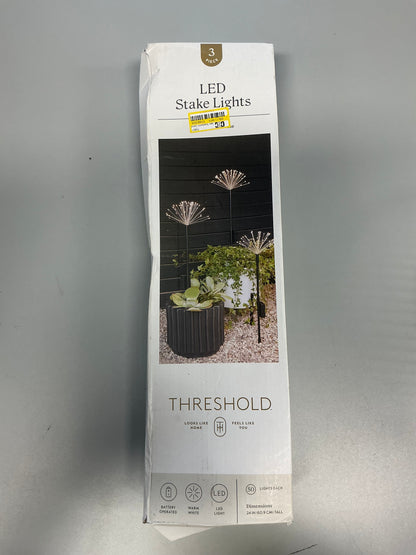 3pk Starburst Dandelion Sprig Battery LED Outdoor Stake Lights Black/White - Threshold™ - Damaged Packaging (see pictures)