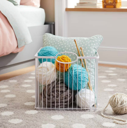Medium Stackable Kids' Storage Wire Bin - WHITE