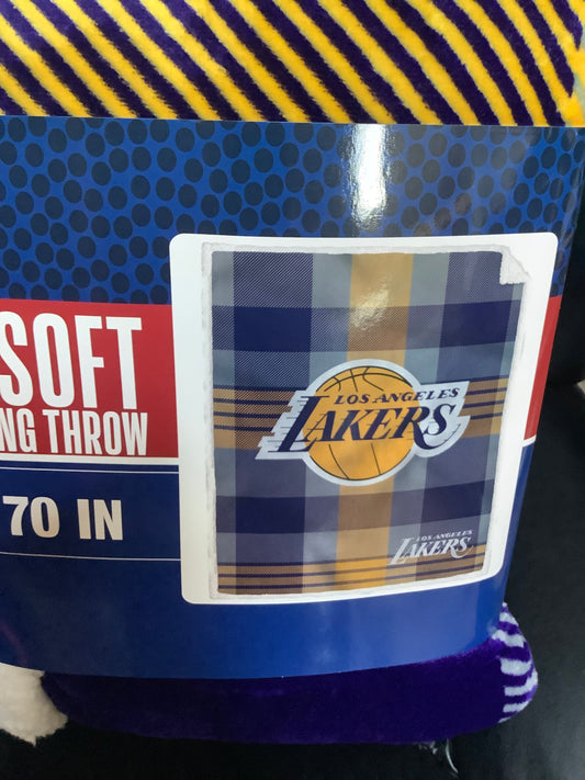 Los Angeles Lakers  60" x 70" Plaid Steel Ultra Cozy Soft Blanket
