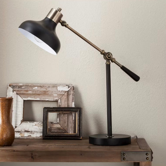 Crosby Schoolhouse Desk Lamp - Black - Threshold™: Adjustable Stand, ETL Listed, Metal Shade, No Assembly Required - OUT OF BOX - MINOR COSMETIC DAMAGE FROM SHIPPING (see pictures) - FOR PICKUP ONLY